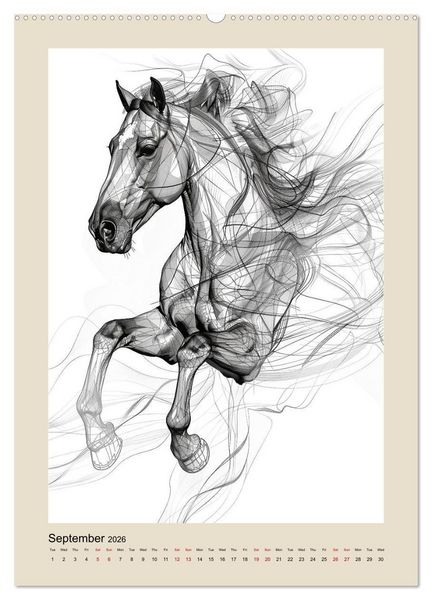 Produktbild: Sketchy Power Horses (Wall Calendar 2026 DIN A2 portrait), CALVENDO 12 Month Wall Calendar