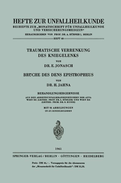 Produktbild: Traumatische Verrenkung des Kniegelenks Br&uuml;che des Dens Epistropheus