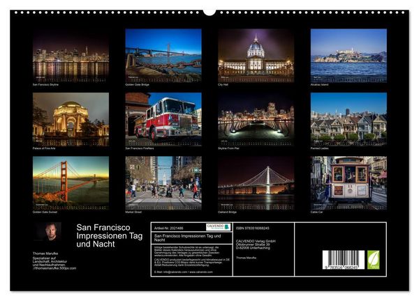 Produktbild: San Francisco Impressionen Tag und Nacht (hochwertiger Premium Wandkalender 2026 DIN A2 quer), Kunstdruck in Hochglanz