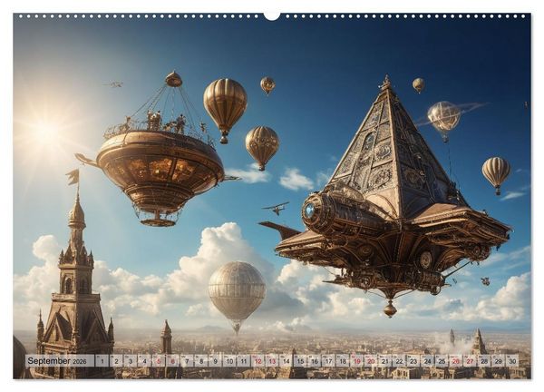 Produktbild: Steampunk - fantastische Flugger&auml;te (Wandkalender 2026 DIN A2 quer), CALVENDO Monatskalender