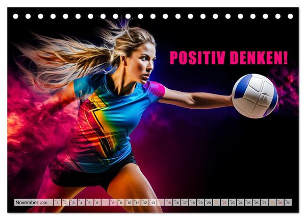 Produktbild: Volleyball und Motivation (Tischkalender 2026 DIN A5 quer), CALVENDO Monatskalender