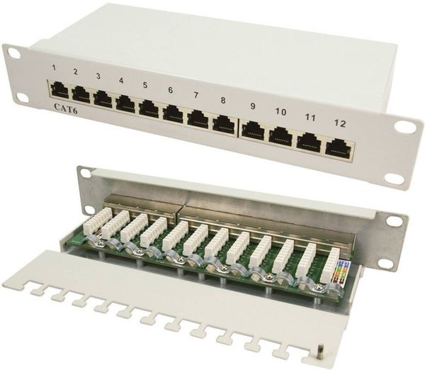 'LogiLink NP0041 12 Port Netzwerk-Patchpanel 254mm (10') CAT 6 1 HE Bestückt'