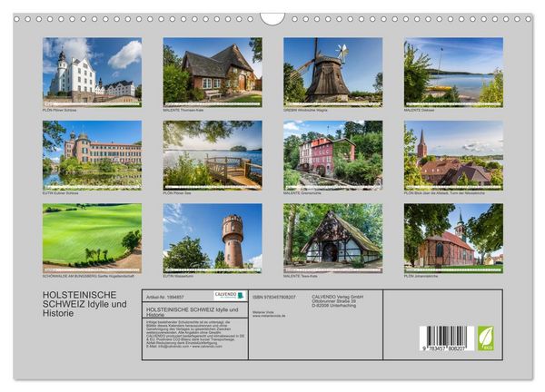 Produktbild: HOLSTEINISCHE SCHWEIZ Idylle und Historie (Wandkalender 2026 DIN A3 quer), CALVENDO Monatskalender