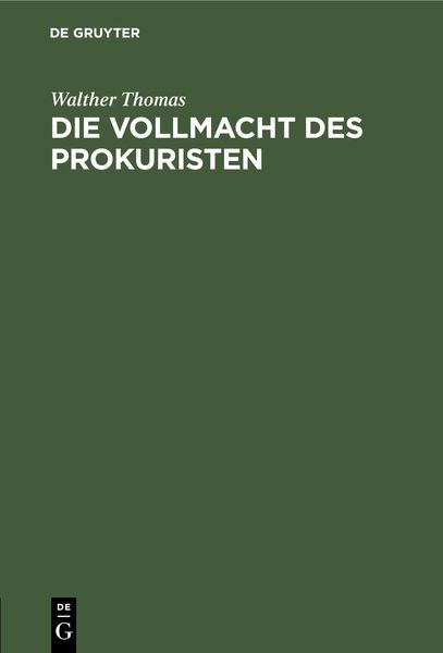 Produktbild: Die Vollmacht des Prokuristen