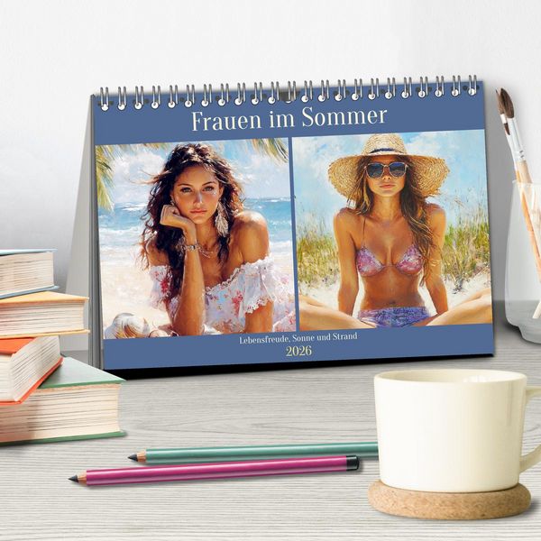 Produktbild: Frauen im Sommer. Lebensfreude, Sonne und Strand (Tischkalender 2026 DIN A5 quer), CALVENDO Monatskalender
