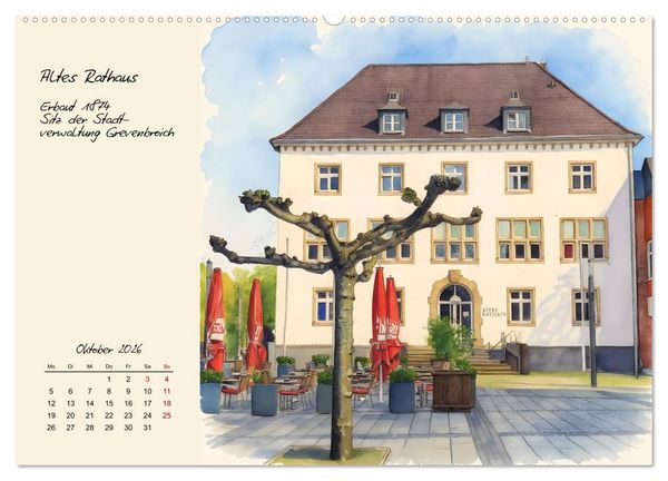 Produktbild: Rundgang durch Grevenbroich (Wandkalender 2026 DIN A2 quer), CALVENDO Monatskalender