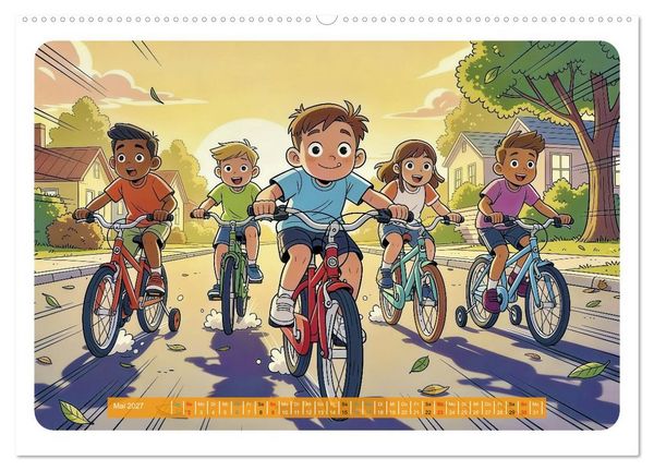 Produktbild: Mein erstes Fahrrad - Comic (hochwertiger Premium Wandkalender 2027 DIN A2 quer), Kunstdruck in Hochglanz