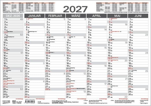 Produktbild: Tafelkalender A4 "Stabil" 2027