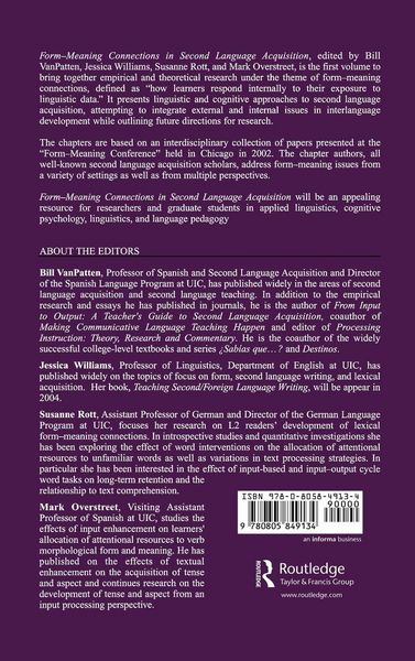 Produktbild: Form-Meaning Connections in Second Language Acquisition