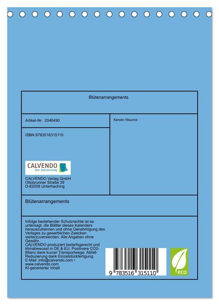 Produktbild: Bl&uuml;tenarrangements (Tischkalender 2026 DIN A5 hoch), CALVENDO Monatskalender