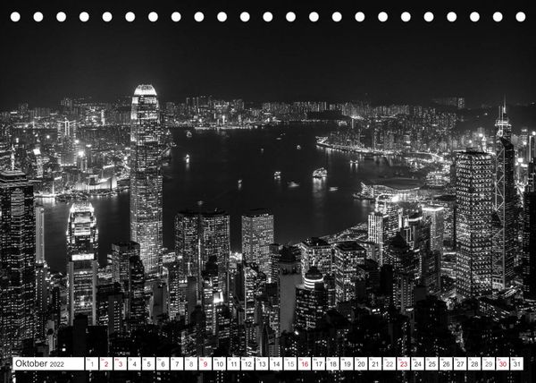 Produktbild: Hongkong - Die Metropole am s&uuml;dchinesischen Meer in Schwarzwei&szlig; (Tischkalender 2022 DIN A5 quer)