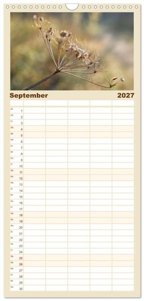 Produktbild: Familienplaner 2027 - Verbl&uuml;hte Sch&ouml;nheiten mit 5 Spalten (Wandkalender, 21 x 45 cm) CALVENDO