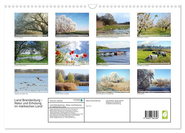 Produktbild: Land Brandenburg - Natur und Erholung im m&auml;rkischen Land (Wandkalender 2026 DIN A3 quer), CALVENDO Monatskalender