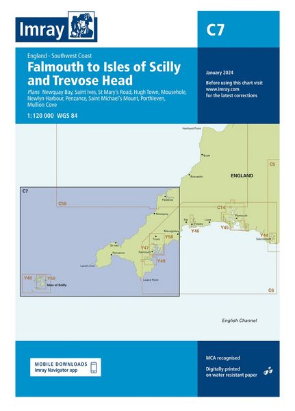 Produktbild: C7 Falmouth to Isles of Scilly and Trevose Head, Imray Chart