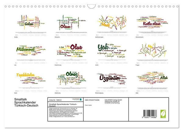 Produktbild: Smalltalk Sprachkalender T&uuml;rkisch-Deutsch (Wandkalender 2026 DIN A3 quer), CALVENDO Monatskalender