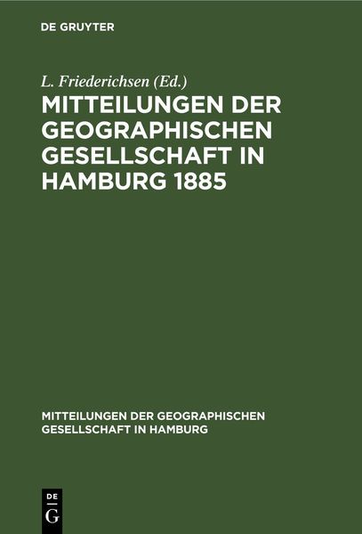 Produktbild: Mitteilungen der Geographischen Gesellschaft in Hamburg 1885