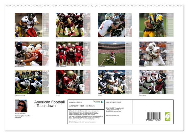 Produktbild: American Football - Touchdown (hochwertiger Premium Wandkalender 2026 DIN A2 quer), Kunstdruck in Hochglanz