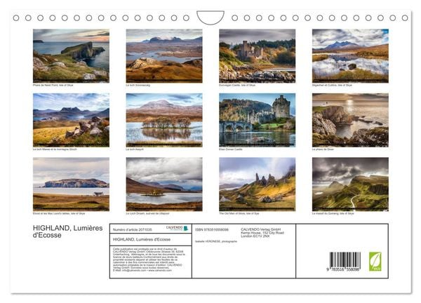 Produktbild: HIGHLAND, Lumi&egrave;res d'Ecosse (Calendrier mural 2026 DIN A4 vertical), CALVENDO calendrier mensuel
