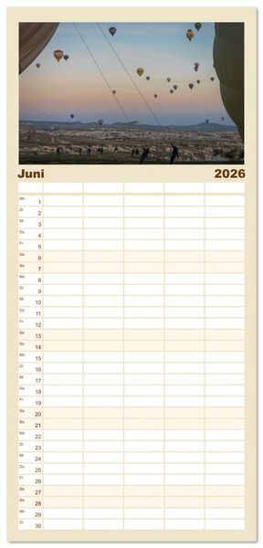 Produktbild: Familienplaner 2026 - Hei&szlig;luftballons Die sanften Riesen mit 5 Spalten (Wandkalender, 21 x 45 cm) CALVENDO
