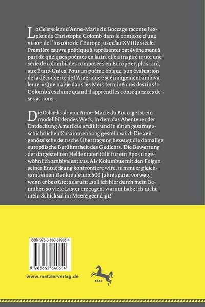 Produktbild: Anne-Marie du Boccage: La Colombiade (1756) &ndash; Die Columbiade (1762)