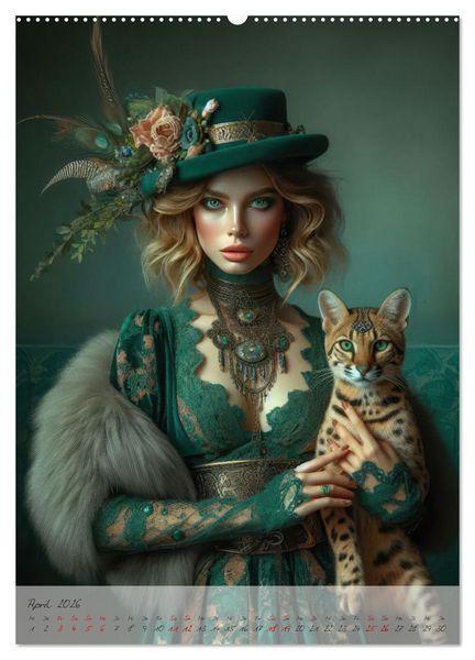 Produktbild: Eleganz der Exotik - Femme Fatale im Boh&egrave;me-Chic mit tierischen Begleitern (Wandkalender 2026 DIN A2 hoch), CALVENDO Monatskalender