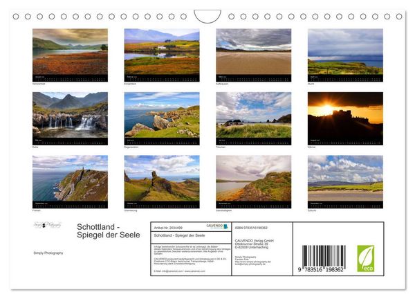Produktbild: Schottland - Spiegel der Seele (Wandkalender 2026 DIN A4 quer), CALVENDO Monatskalender