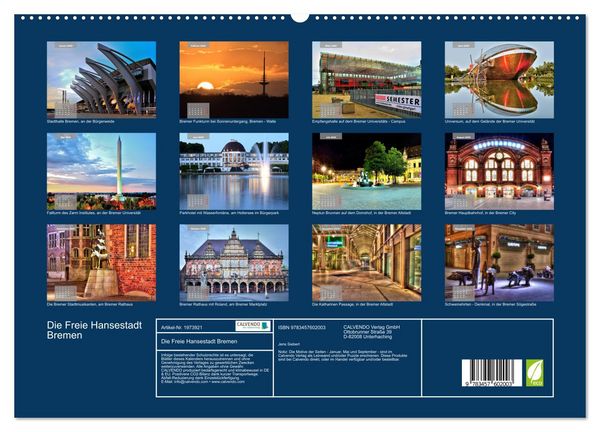Produktbild: Die Freie Hansestadt Bremen (Wandkalender 2026 DIN A2 quer), CALVENDO Monatskalender