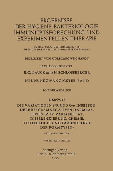 Produktbild: Die Variationen S/R und O/o Insbesondere bei Gramnegativen Darmbakterien