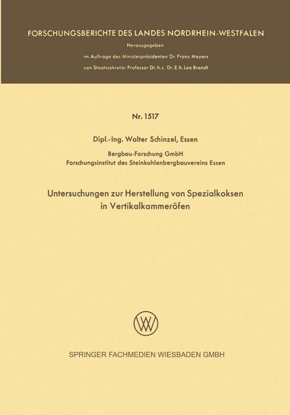 Produktbild: Untersuchungen zur Herstellung von Spezialkoksen in Vertikalkammer&ouml;fen