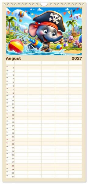 Produktbild: Familienplaner 2027 - Kleine Piraten, Gro&szlig;e Tr&auml;ume" - Ein Kalender f&uuml;r junge Entdecker mit 5 Spalten (Wandkalender, 21 x 45 cm) CALVENDO