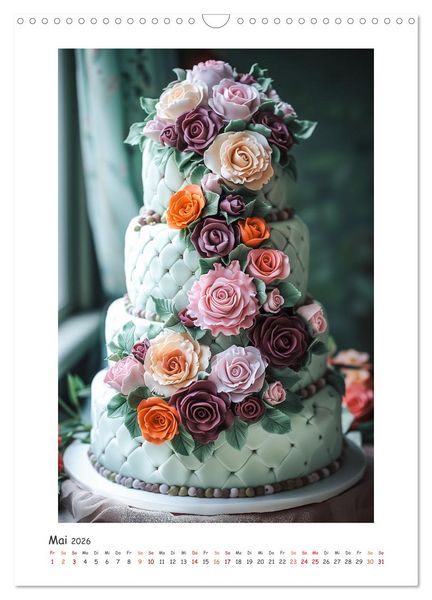 Produktbild: Hochzeitstorten - Verf&uuml;hrerische Kreationen mit einer KI in Szene gesetzt (Wandkalender 2026 DIN A3 hoch), CALVENDO Monatskalender