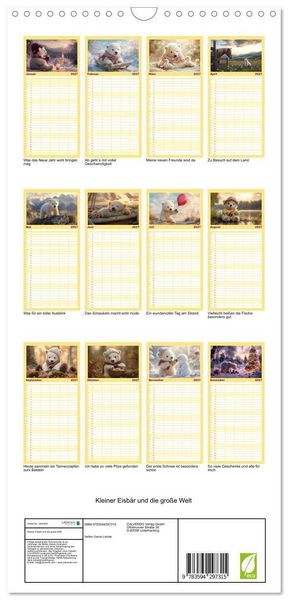 Produktbild: Familienplaner 2027 - Kleiner Eisb&auml;r und die gro&szlig;e Welt mit 5 Spalten (Wandkalender, 21 x 45 cm) CALVENDO