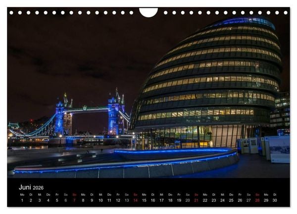 Produktbild: London - Nachts an der Themse (Wandkalender 2026 DIN A4 quer), CALVENDO Monatskalender