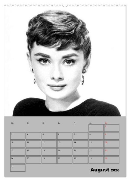 Produktbild: Hollywood-Diva. Audrey Hepburn (hochwertiger Premium Wandkalender 2026 DIN A2 hoch), Kunstdruck in Hochglanz