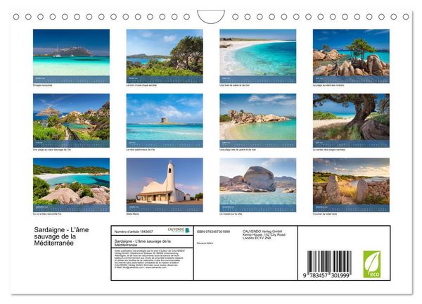 Produktbild: Sardaigne - L'&acirc;me sauvage de la M&eacute;diterran&eacute;e (Calendrier mural 2026 DIN A4 vertical), CALVENDO calendrier mensuel