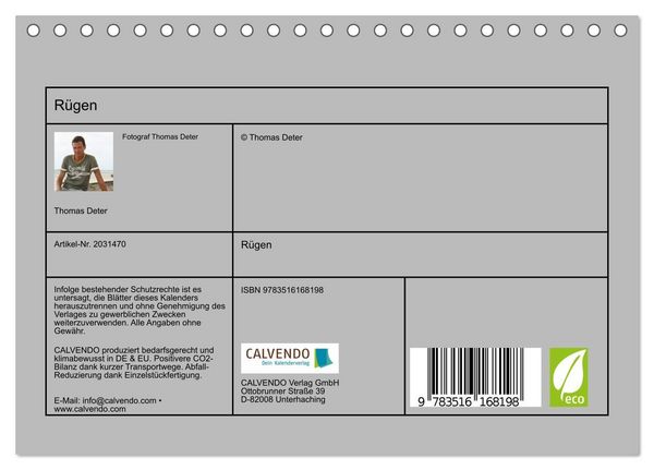 Produktbild: R&uuml;gen (Tischkalender 2026 DIN A5 quer), CALVENDO Monatskalender