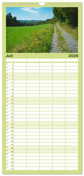 Produktbild: Familienplaner 2026 - Traumhafte Wege durch die Eifel mit 5 Spalten (Wandkalender, 21 x 45 cm) CALVENDO