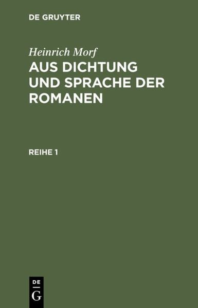 Produktbild: Aus Dichtung und Sprache der Romanen. Reihe 1