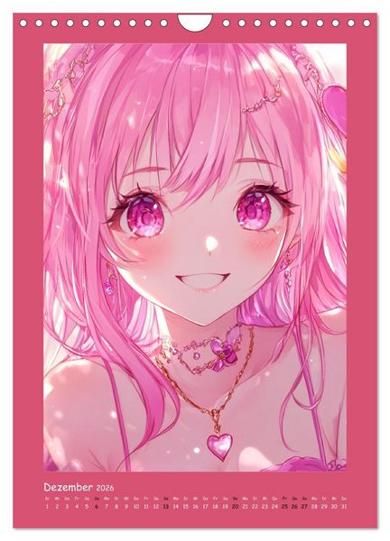 Produktbild: Zauberhafte Momente. Rosa Tr&auml;ume im Manga-Stil (Wandkalender 2026 DIN A4 hoch), CALVENDO Monatskalender