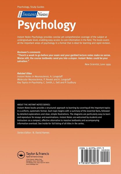 Produktbild: BIOS Instant Notes in Psychology