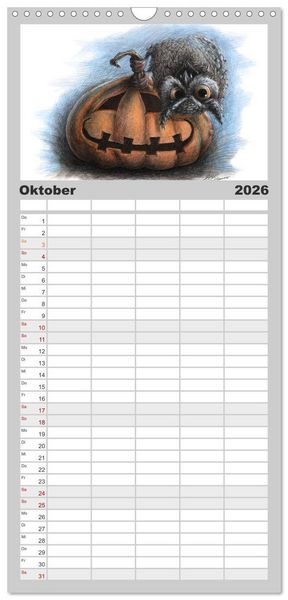 Produktbild: Familienplaner 2026 - TIERONISCH mit 5 Spalten (Wandkalender, 21 x 45 cm) CALVENDO