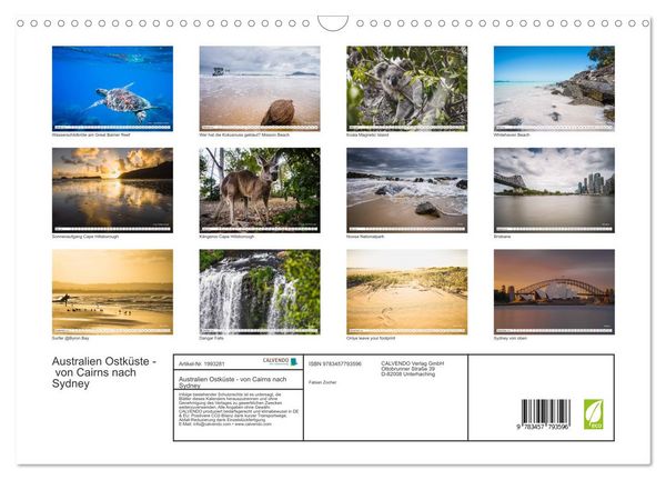 Produktbild: Australien Ostk&uuml;ste - von Cairns nach Sydney (Wandkalender 2026 DIN A3 quer), CALVENDO Monatskalender