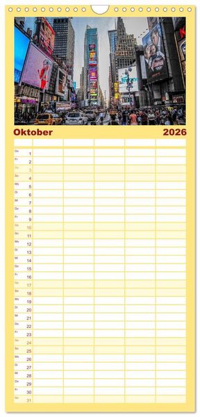 Produktbild: Familienplaner 2026 - New York feeling mit 5 Spalten (Wandkalender, 21 x 45 cm) CALVENDO
