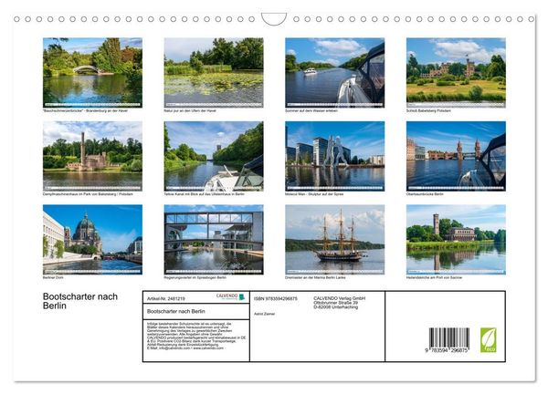 Produktbild: Bootscharter nach Berlin (Wandkalender 2027 DIN A3 quer), CALVENDO Monatskalender