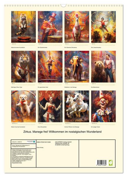 Produktbild: Zirkus. Manege frei! Willkommen im nostalgischen Wunderland (Wandkalender 2026 DIN A2 hoch), CALVENDO Monatskalender