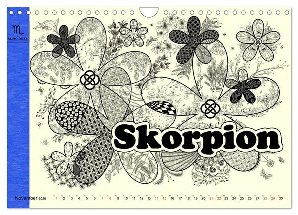 Produktbild: Tangle-Art, Sternzeichen mal anders (Wandkalender 2026 DIN A4 quer), CALVENDO Monatskalender