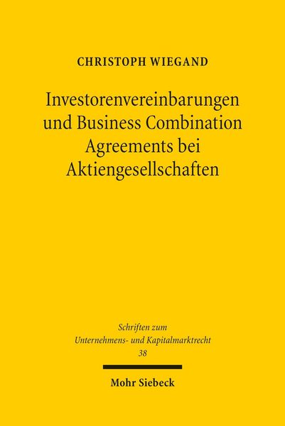 Produktbild: Investorenvereinbarungen und Business Combination Agreements bei Aktiengesellschaften