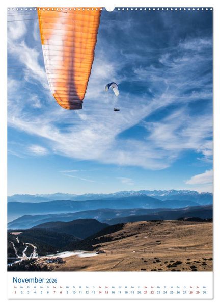 Produktbild: Paragliding - von gr&uuml;nen Wiesen zu schroffen Gletschen (Wandkalender 2026 DIN A2 hoch), CALVENDO Monatskalender