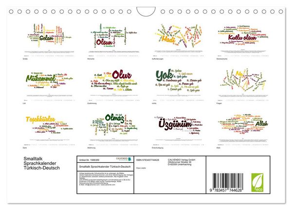 Produktbild: Smalltalk Sprachkalender T&uuml;rkisch-Deutsch (Wandkalender 2026 DIN A4 quer), CALVENDO Monatskalender