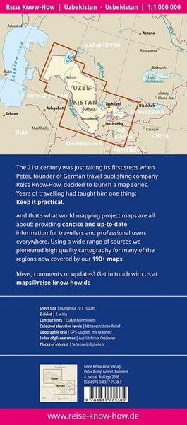 Produktbild: Reise Know-How Landkarte Usbekistan / Uzbekistan (1:1.000.000)